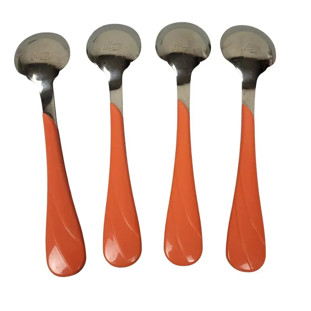 Vintage 90s Fiesta Swirl Flatware Silverware 19 Piece Set Stainless Orange